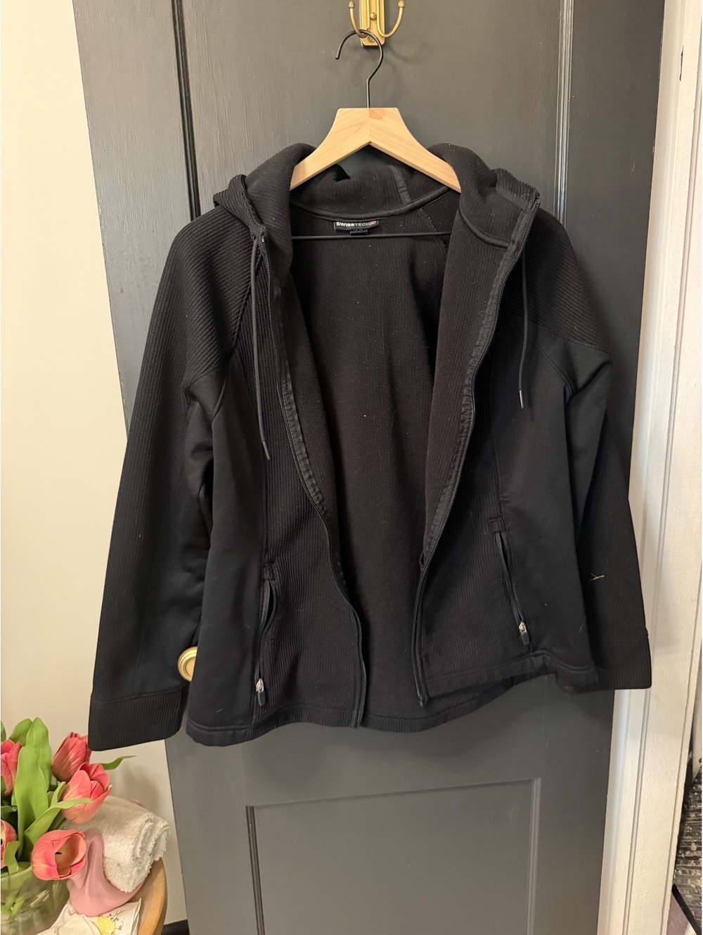 Swiss Tech Black Fleece Lined Hooded Jacket